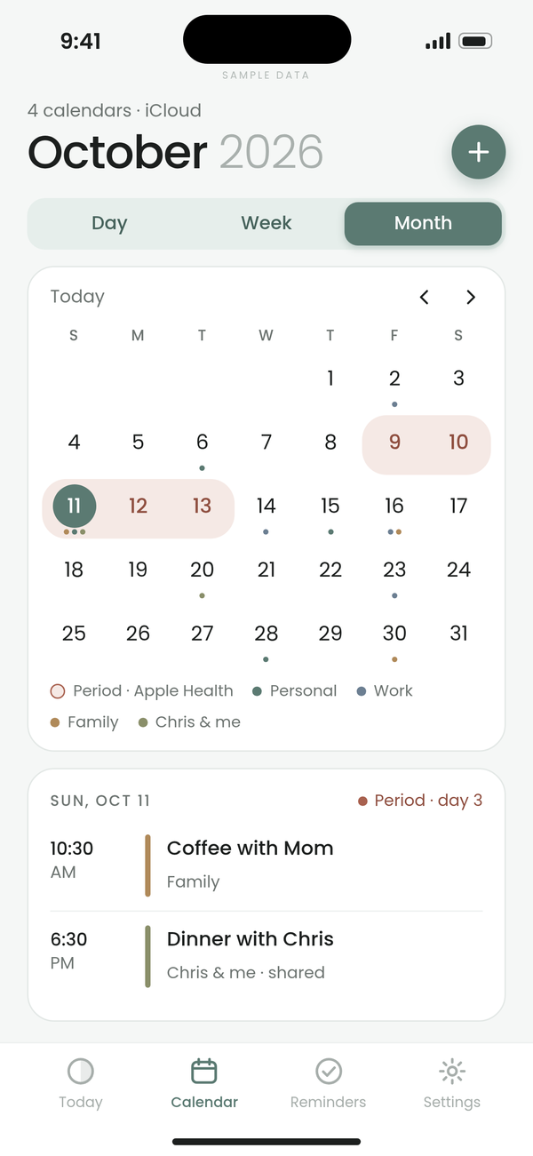 Planner by Ayemel calendar month screen