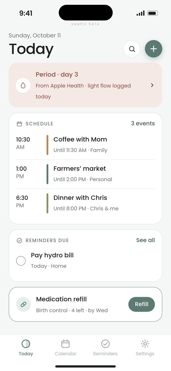 Planner by Ayemel Today screen